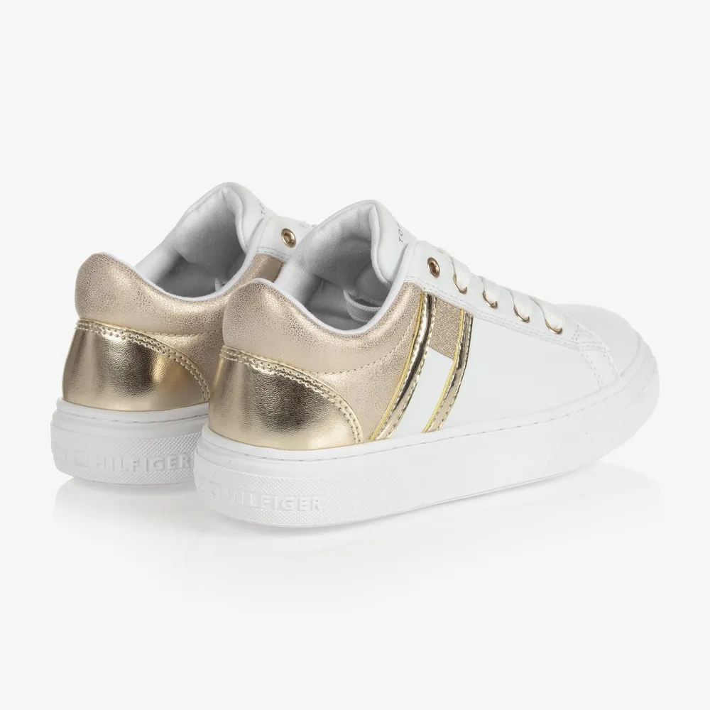 Teen White & Gold Trainers