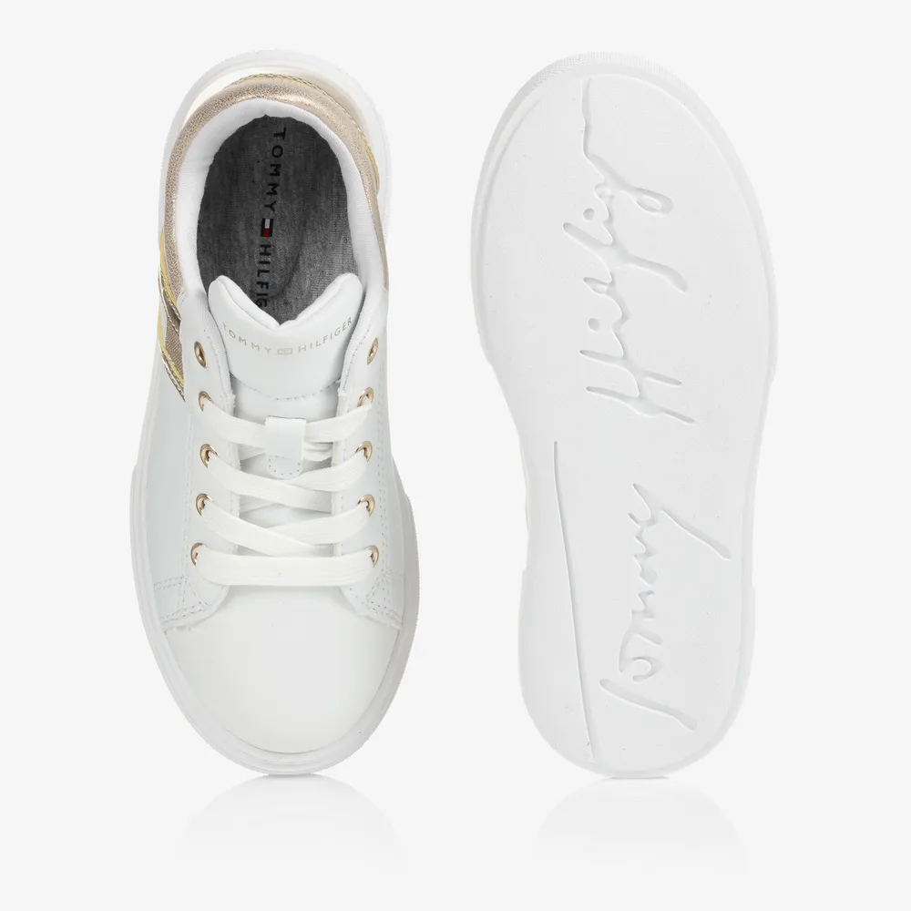 Teen White & Gold Trainers