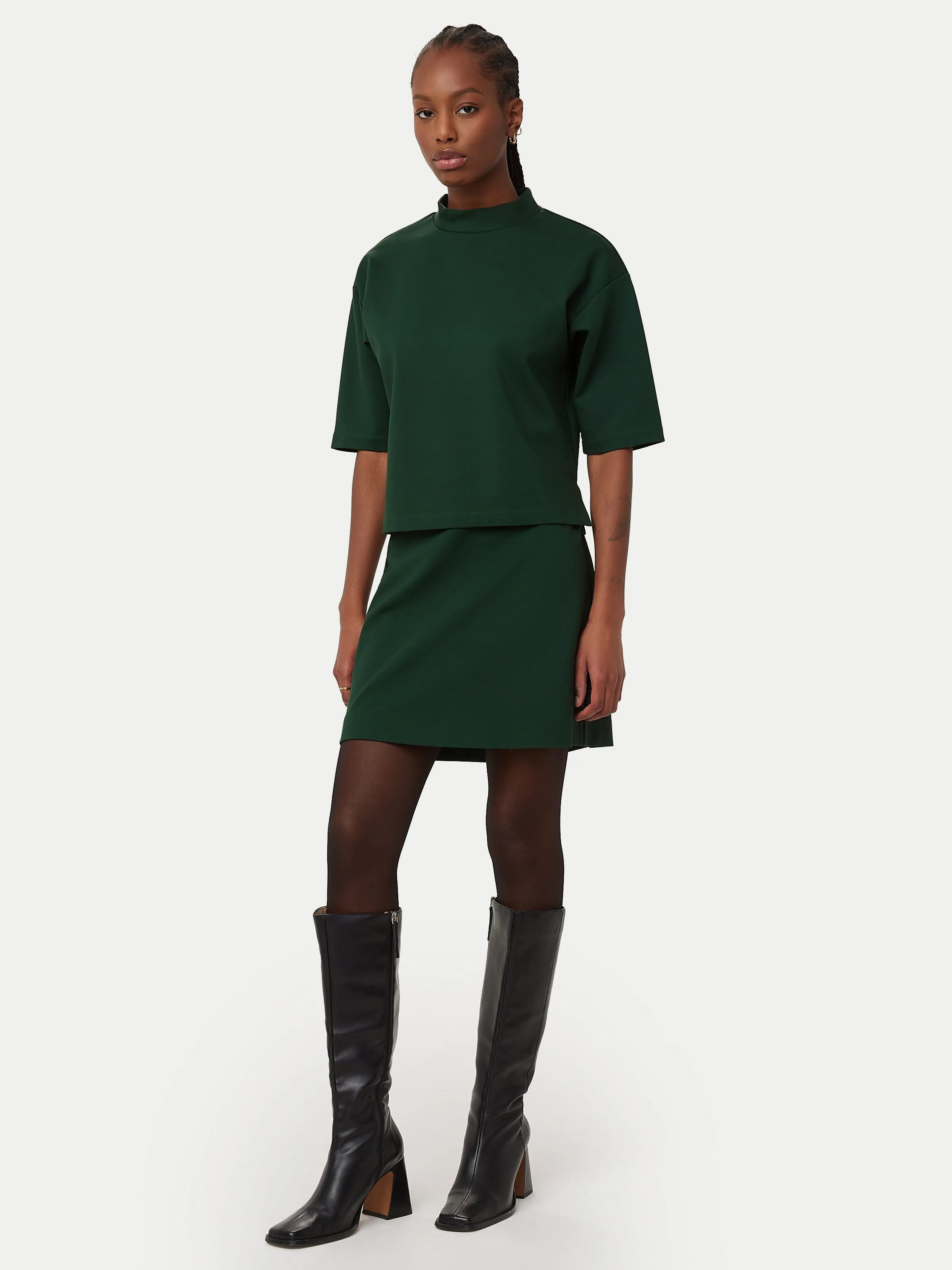 The Double Knit Mini Skirt in Pine Grove