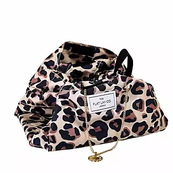 The Flat Lay Co. XXL Leopard Open Flat Makeup Bag | Kaleidoscope