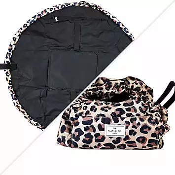 The Flat Lay Co. XXL Leopard Open Flat Makeup Bag | Kaleidoscope