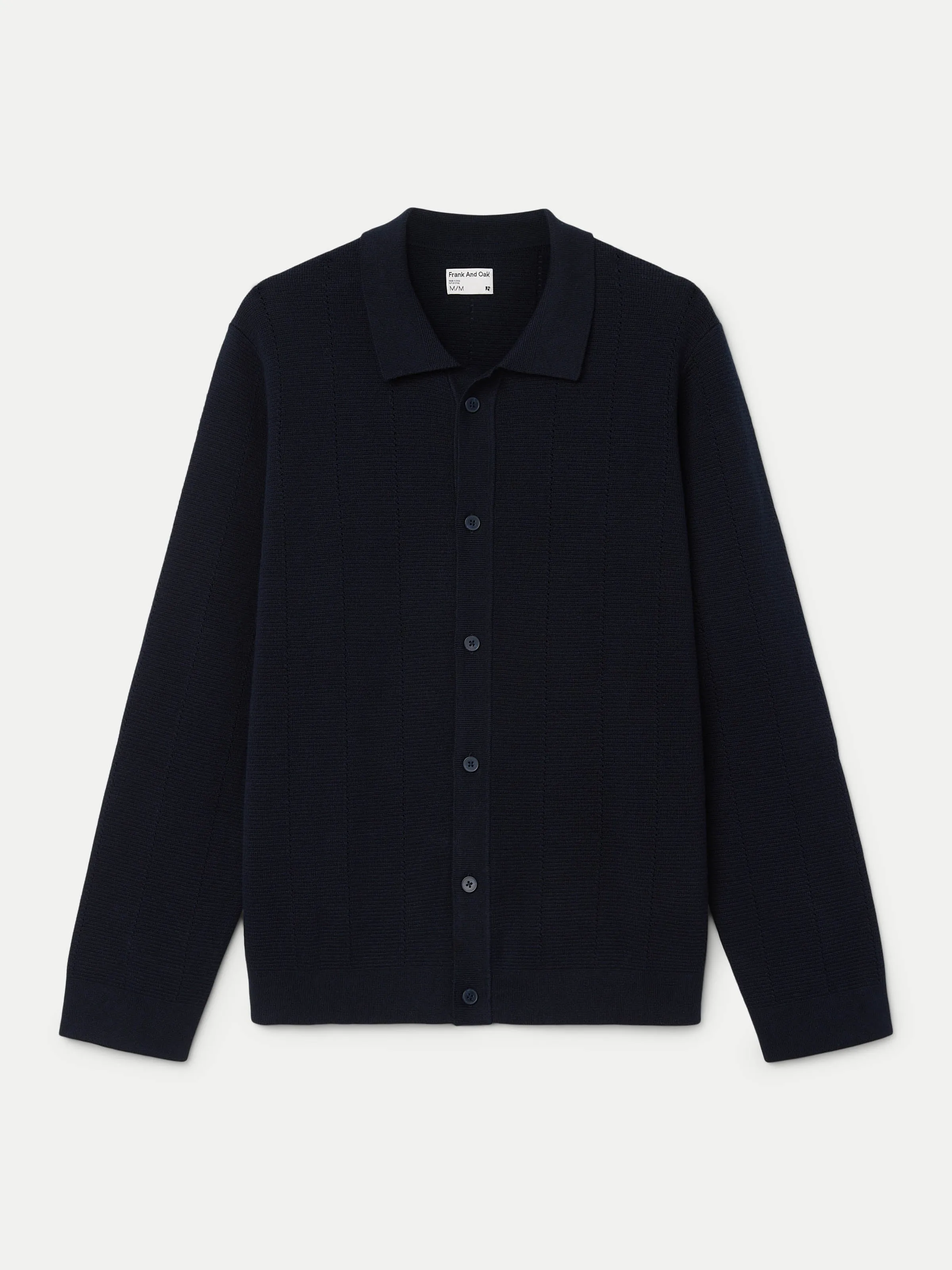 The Pointelle Knit Overshirt  in Deep Blue