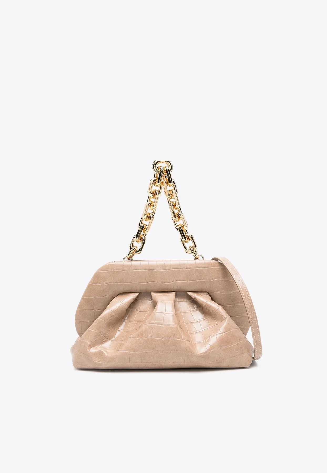 Tia Croc-Embossed Leather Shoulder Bag