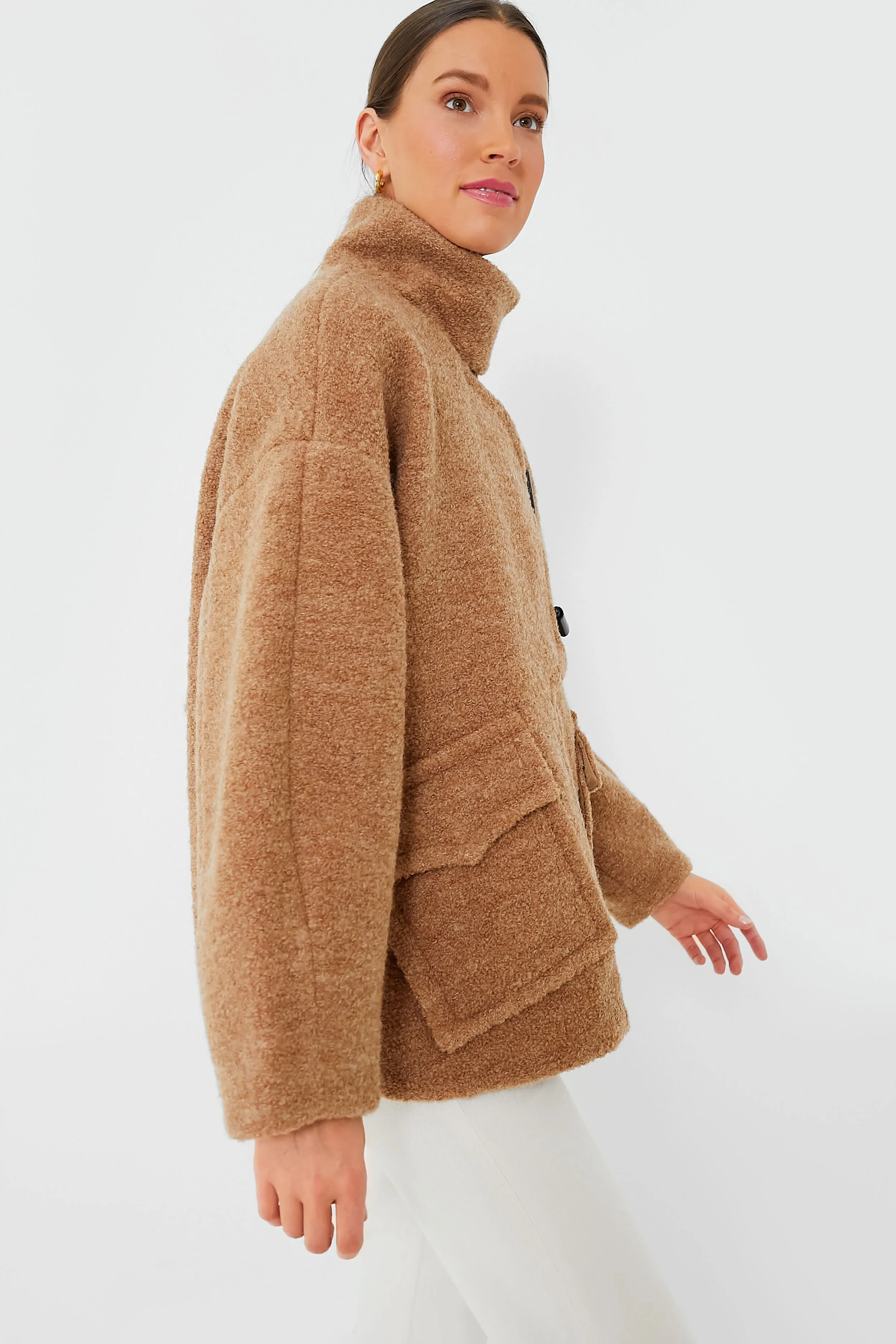 Tiger's Eye Boucle Wool Drop Shoulder Jacket