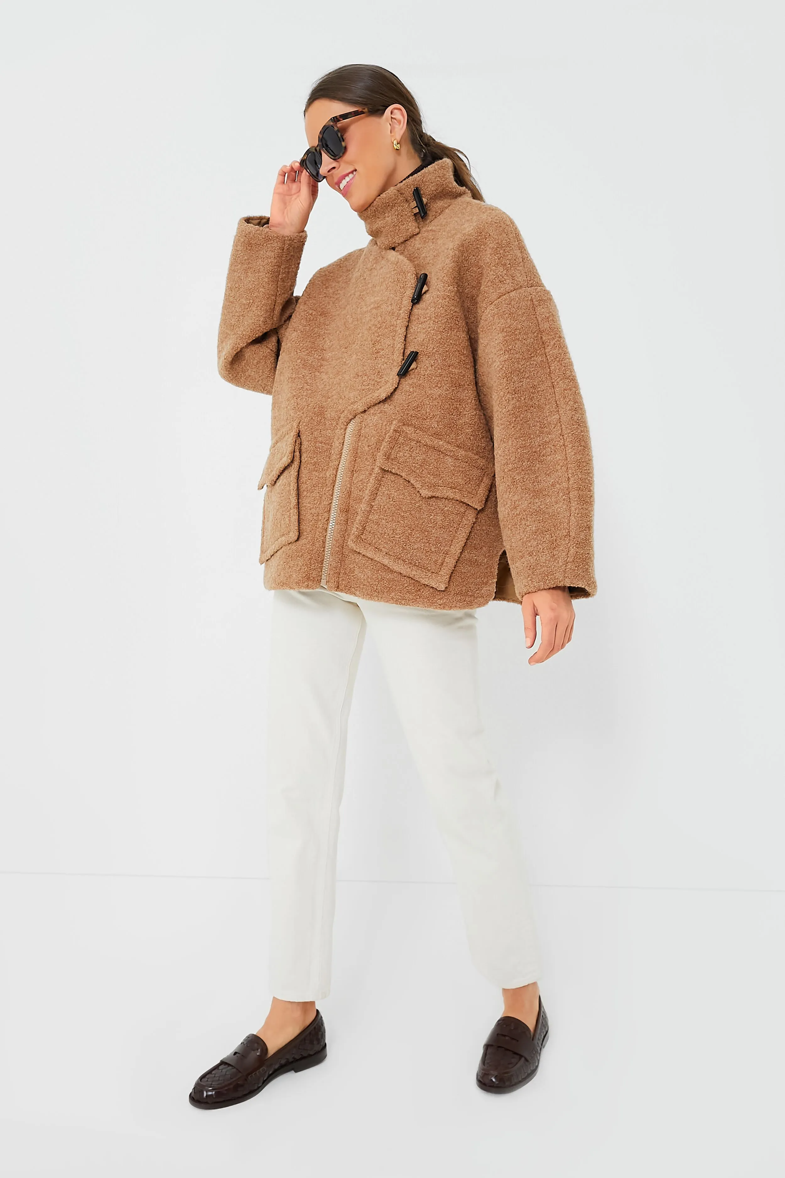 Tiger's Eye Boucle Wool Drop Shoulder Jacket