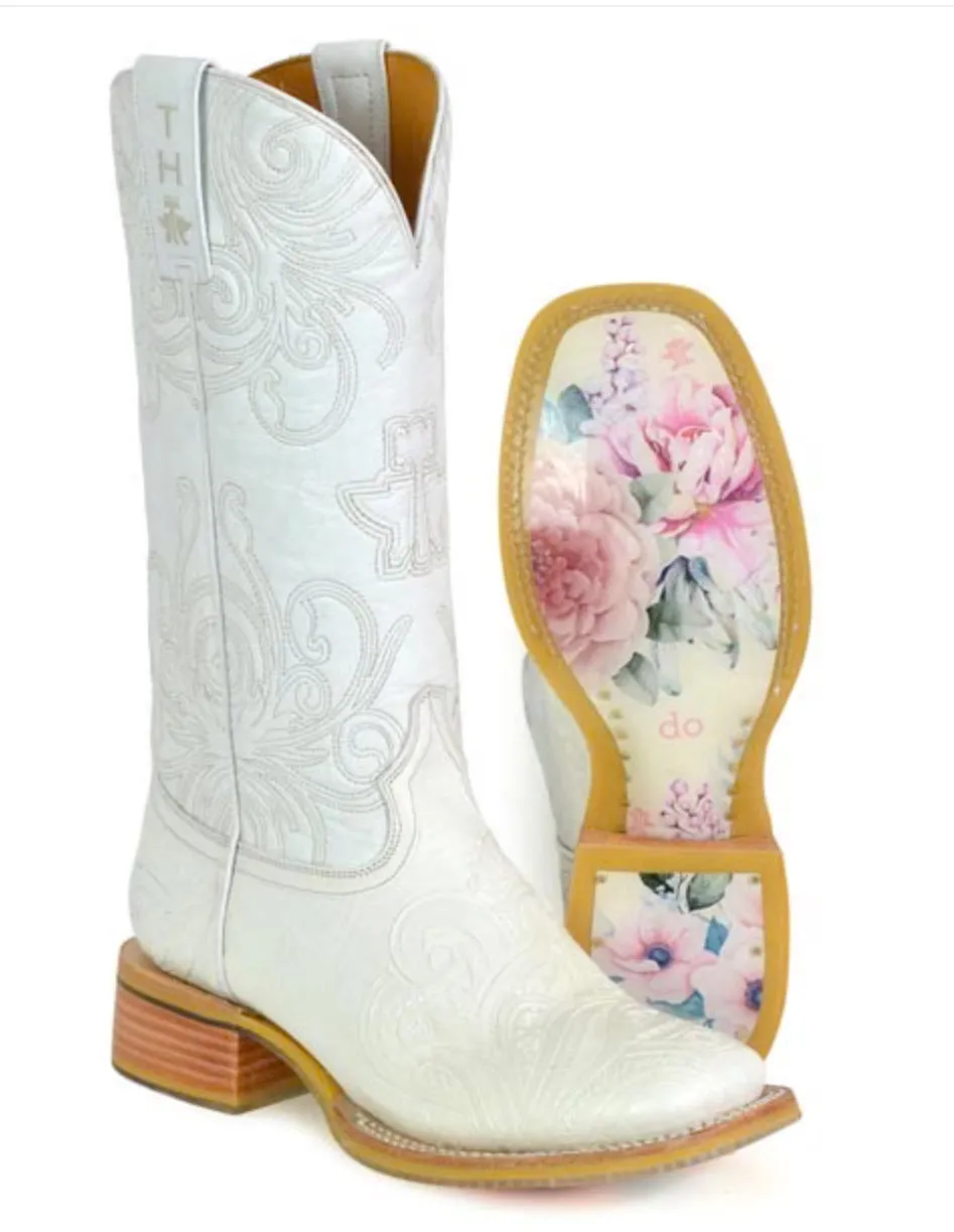 Tin Haul White Wedding Western Boots for Women