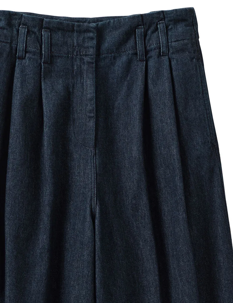 Toast Cotton Hemp Denim Wide Leg Trousers Indigo