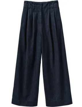 Toast Cotton Hemp Denim Wide Leg Trousers Indigo