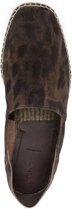 TOM FORD cheetah-print suede espadrilles Brown