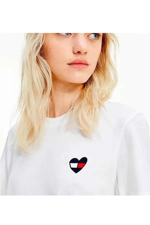 Tommy Hilfiger Women Heart Flag T-shirt White