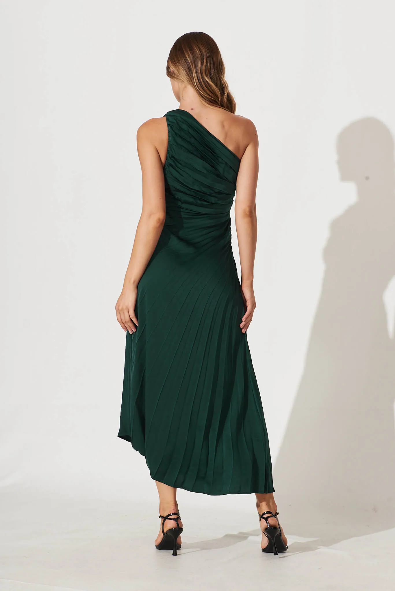 Toulon One Shoulder Maxi Dress In Emerald