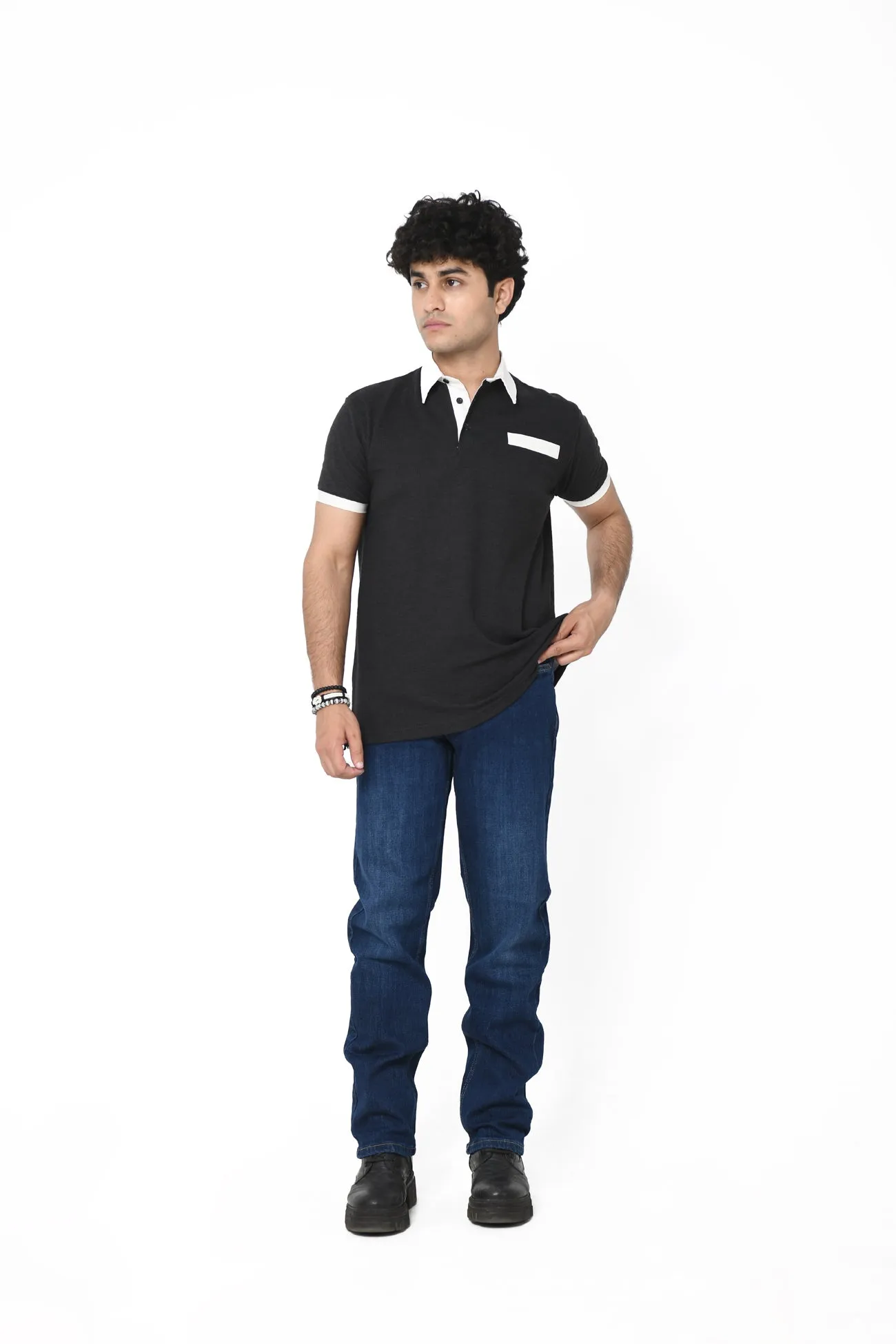 Two-Tone Collar Polo Shirt