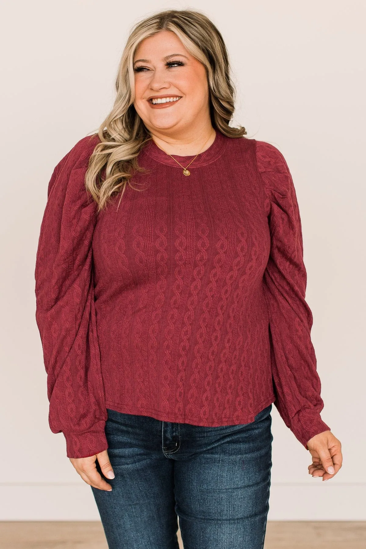 Burgundy Holiday Knit Top