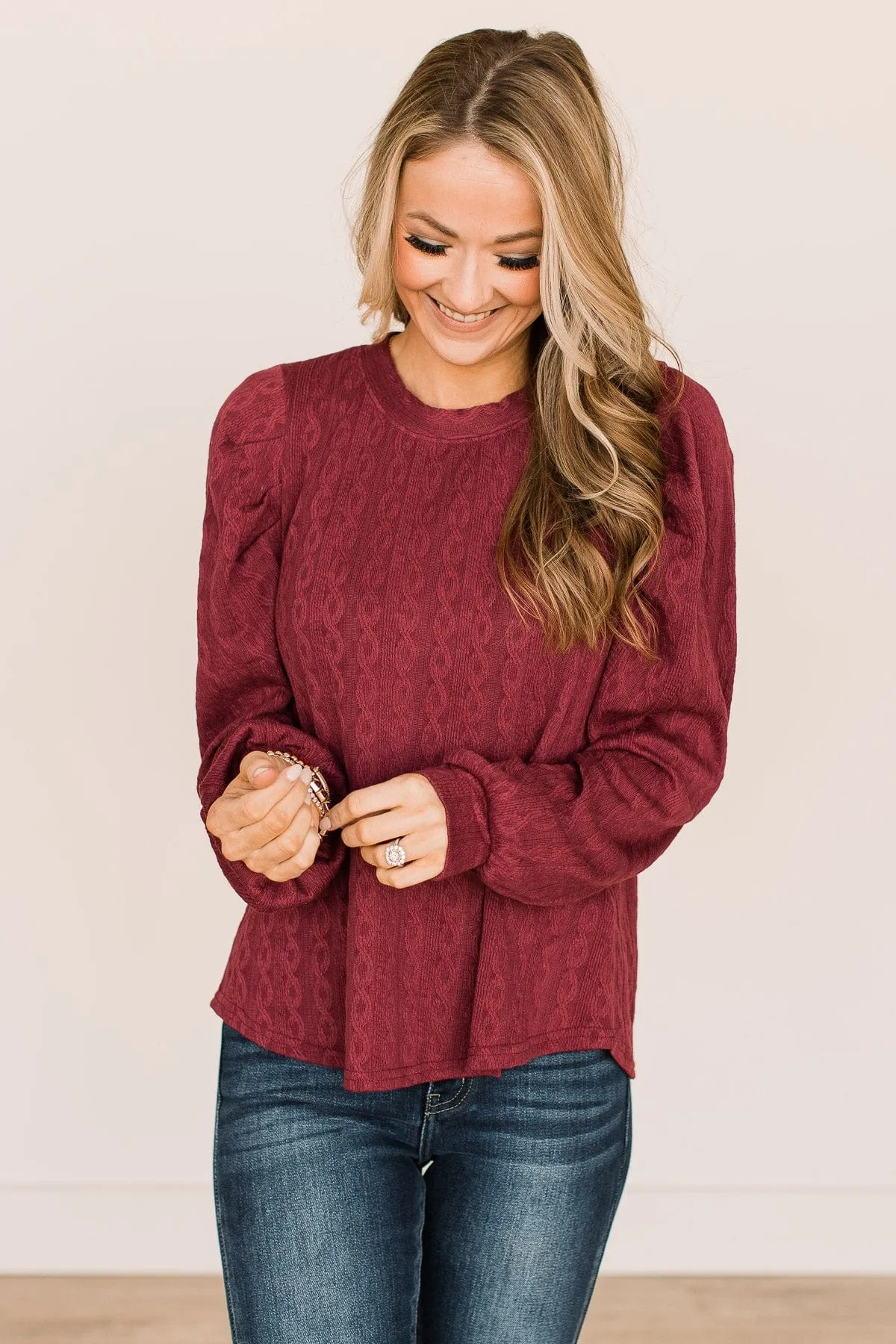 Burgundy Holiday Knit Top