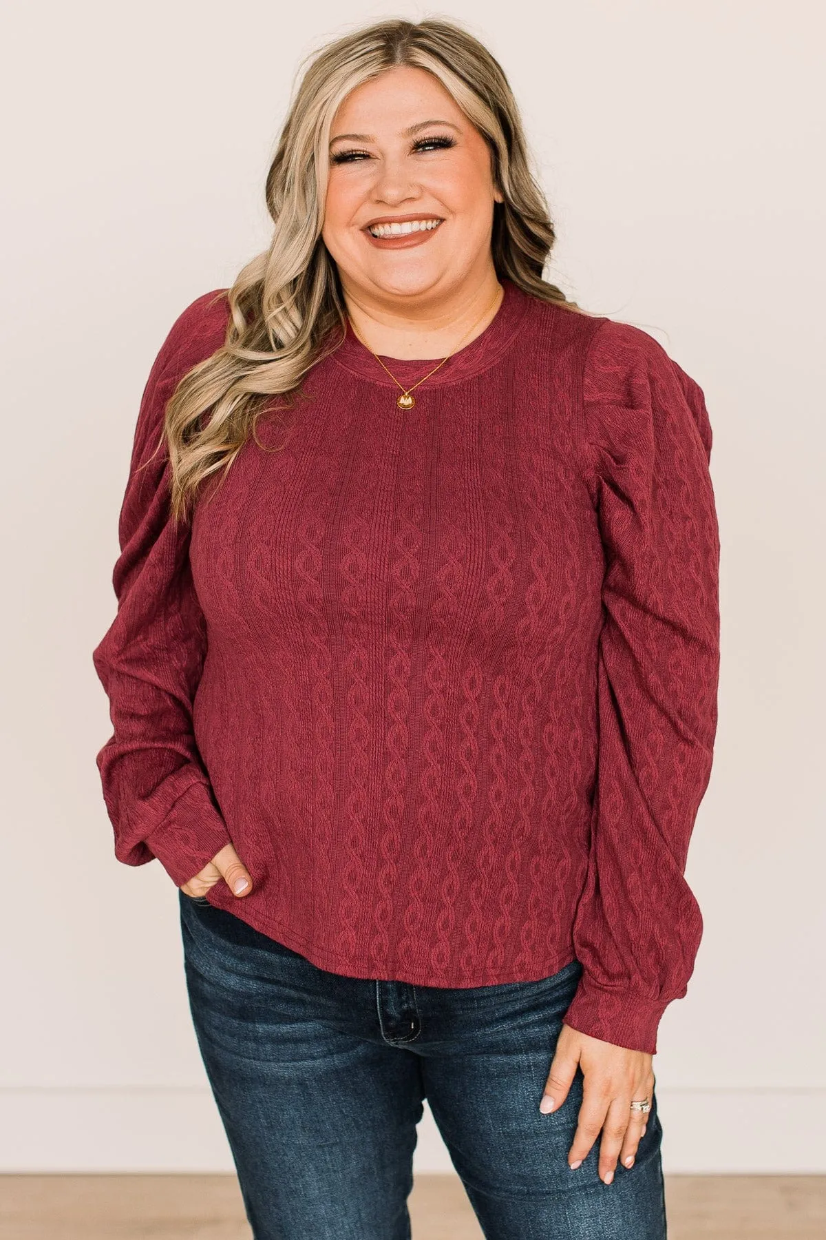 Burgundy Holiday Knit Top