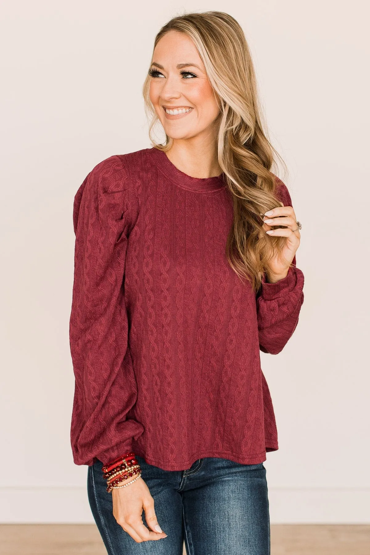 Burgundy Holiday Knit Top