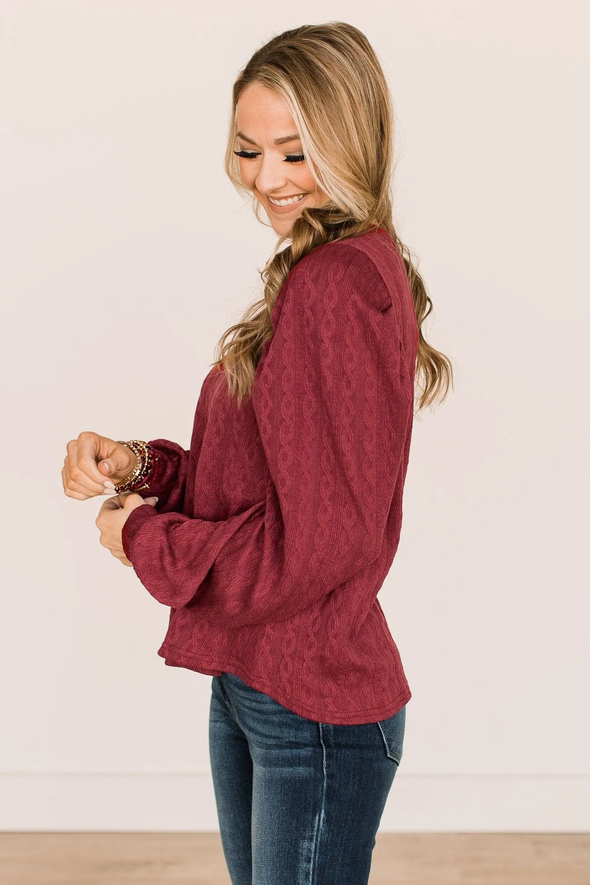 Burgundy Holiday Knit Top