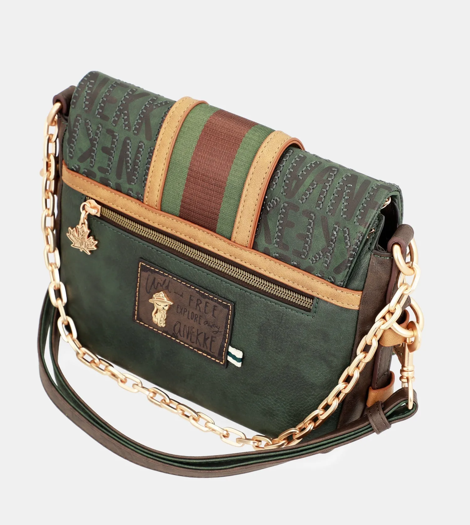 Urban green flap shoulder bag