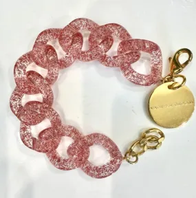 Pink Glitter Flat Chain Bracelet