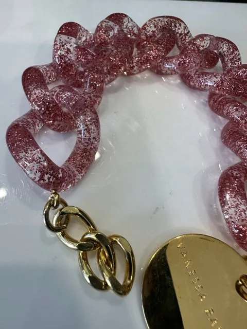 Pink Glitter Flat Chain Bracelet