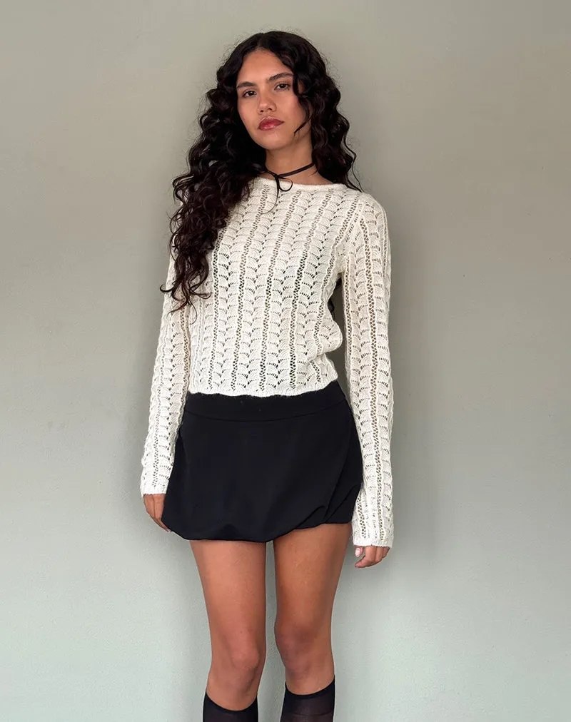 Venia Long Sleeve Top Birch Cream - Knitted