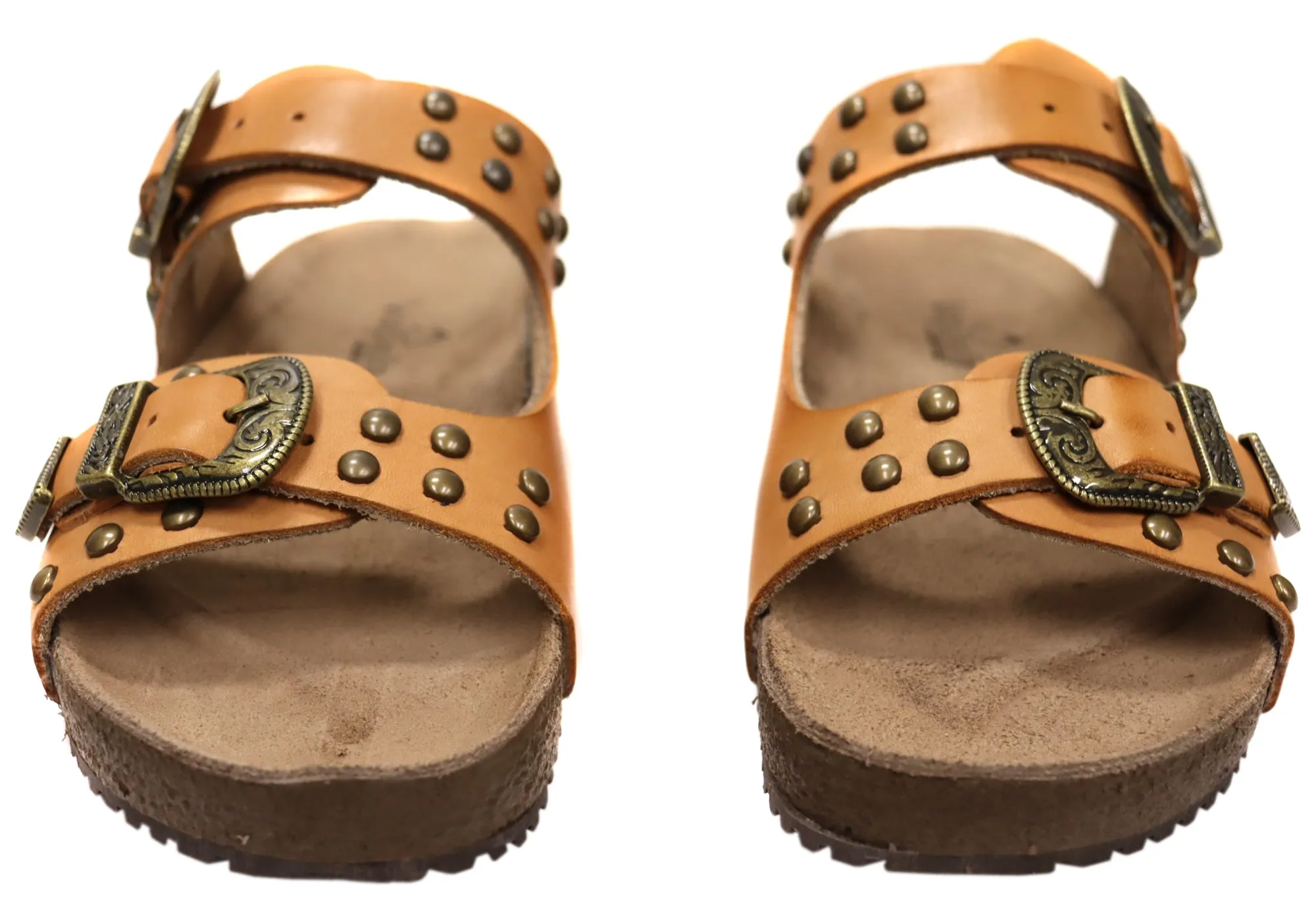 Via Paula Renee Womens Leather Comfort Slides Sandals Made in Brazil