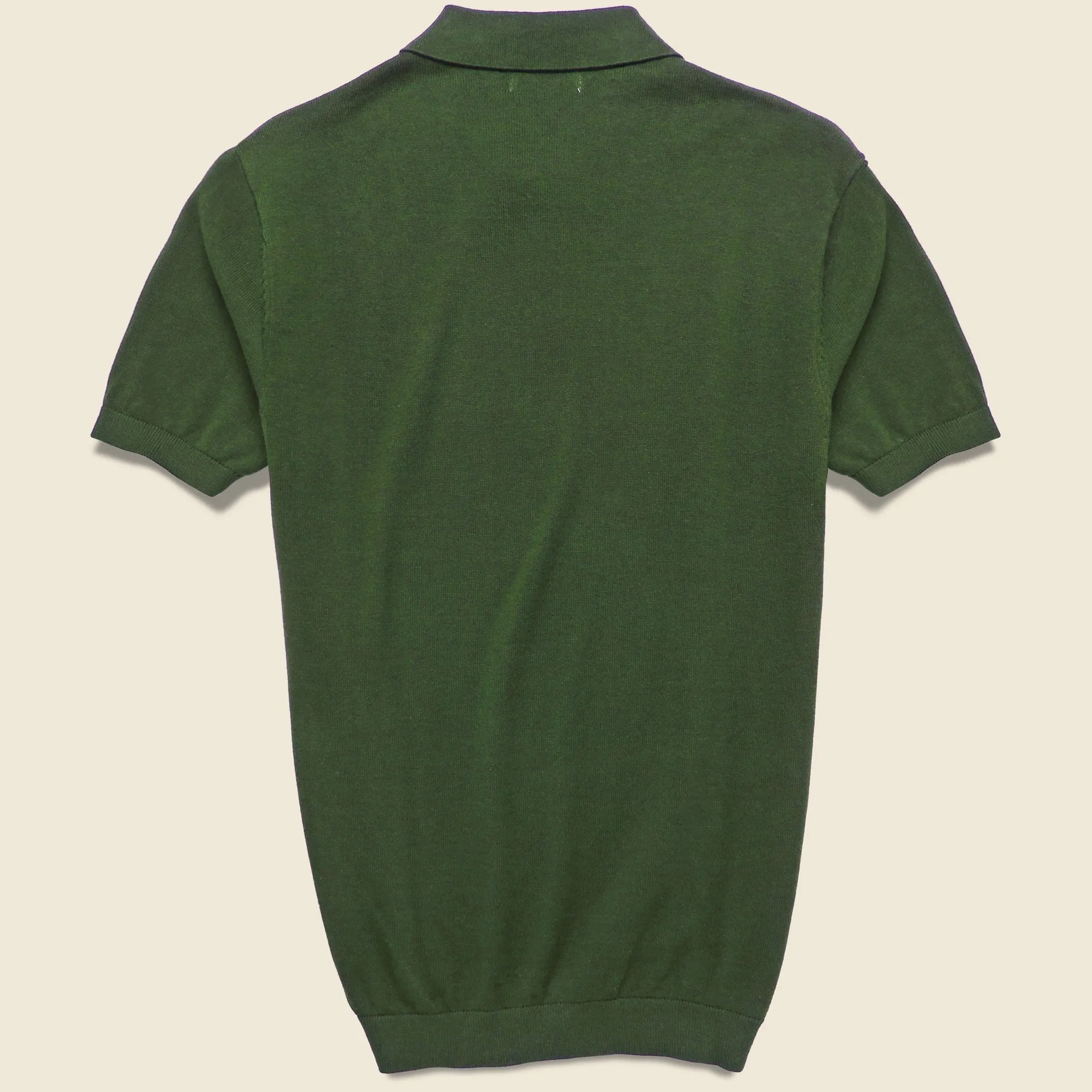 Vintage Jacquard Knit Polo - Olive