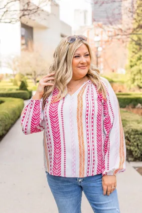 Hot Pink Geometric Print Top - Await My Signal