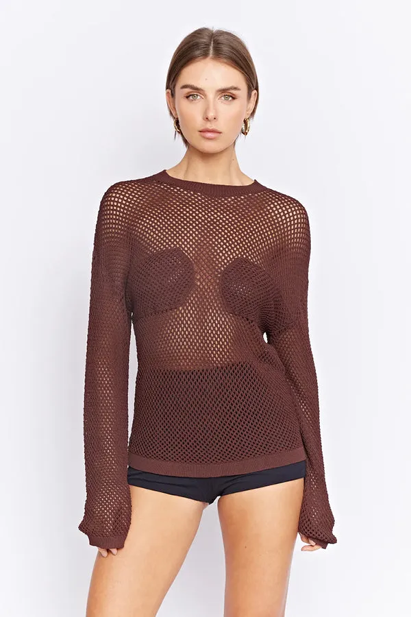 Walnut Knit Top - Gerrale Mesh