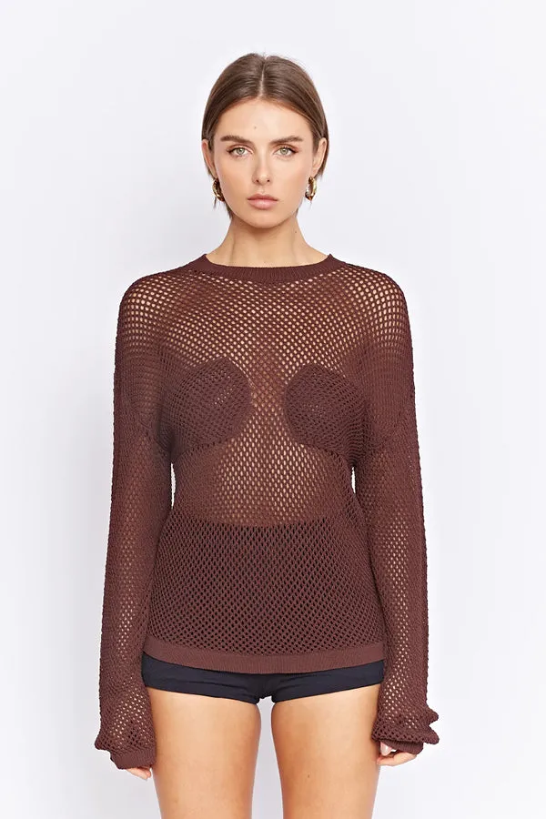 Walnut Knit Top - Gerrale Mesh