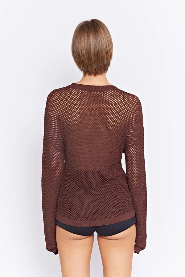 Walnut Knit Top - Gerrale Mesh