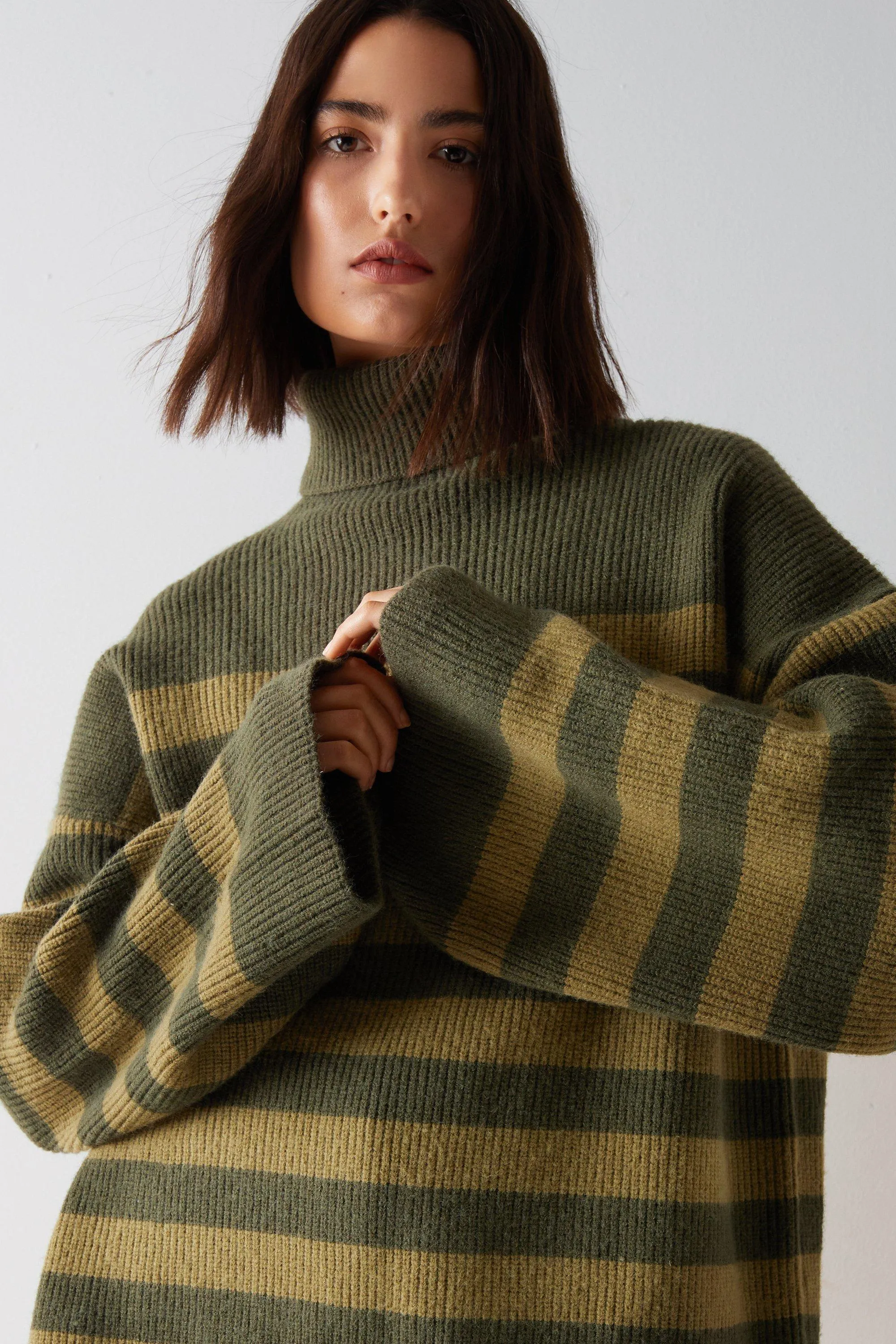 Warehouse Oversized Funnel Neck Stripe Jumper - Shop Now