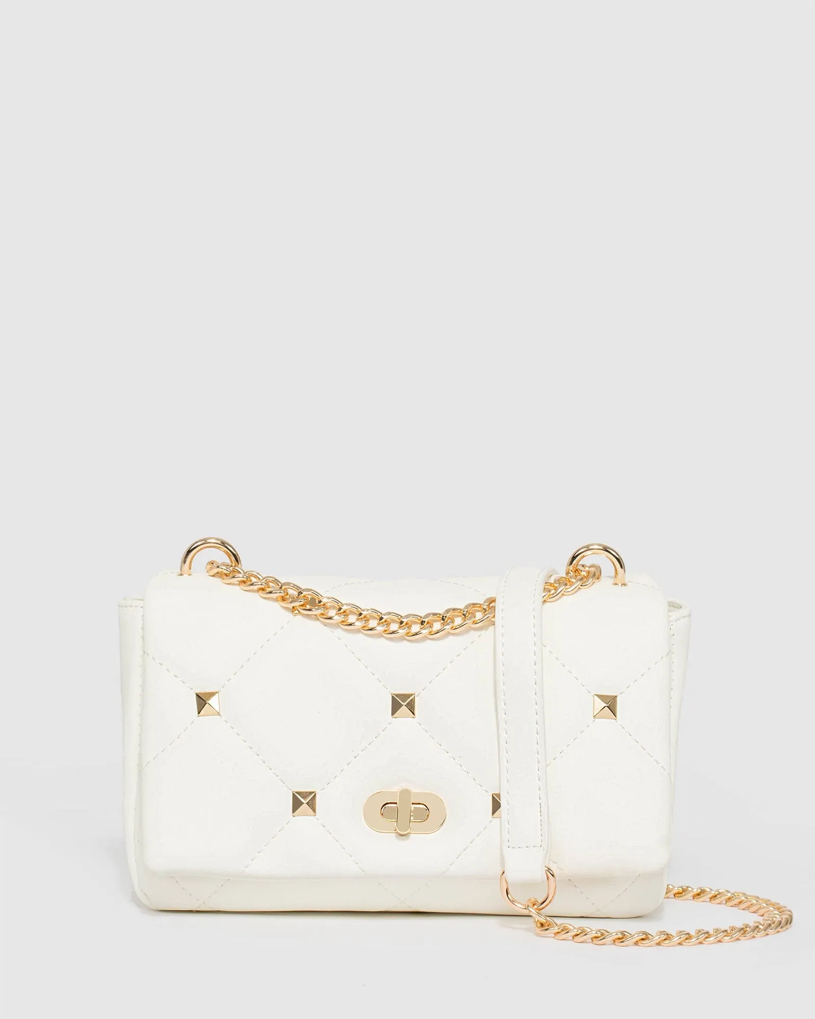 White Claire Quilt Crossbody Bag