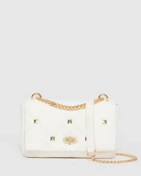 White Claire Quilt Crossbody Bag