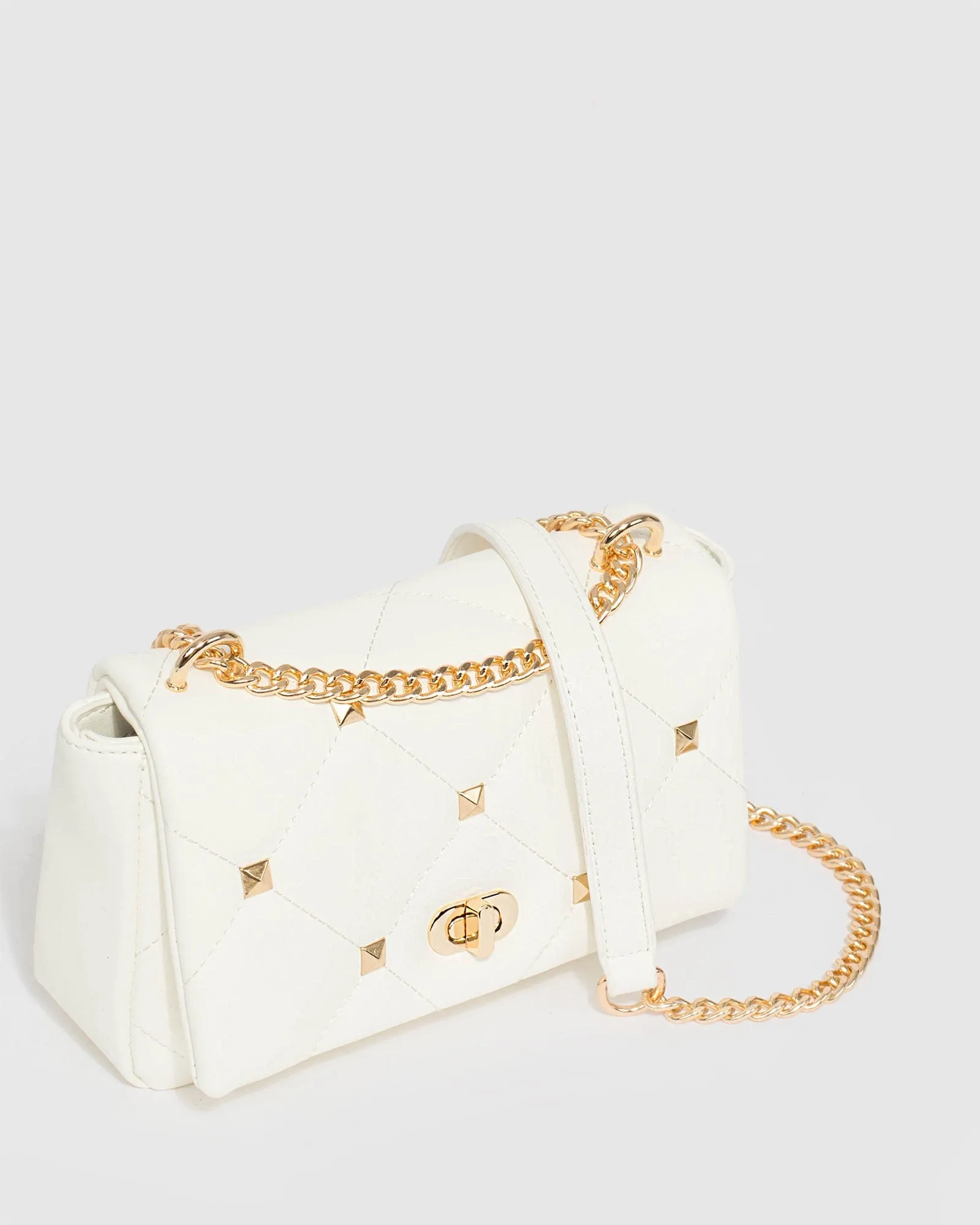 White Claire Quilt Crossbody Bag