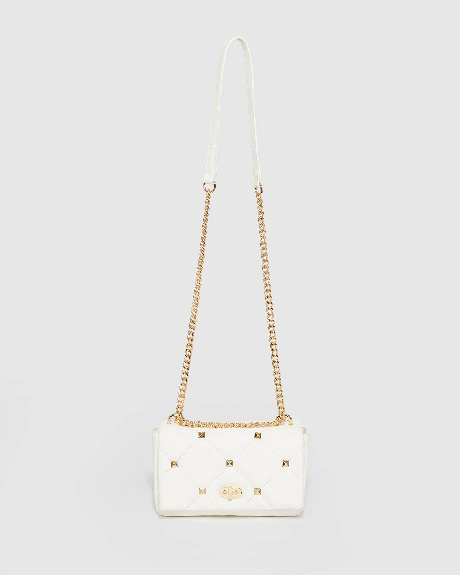 White Claire Quilt Crossbody Bag