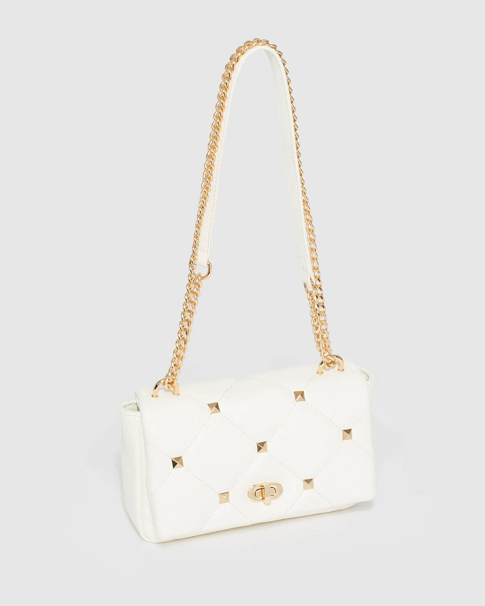 White Claire Quilt Crossbody Bag