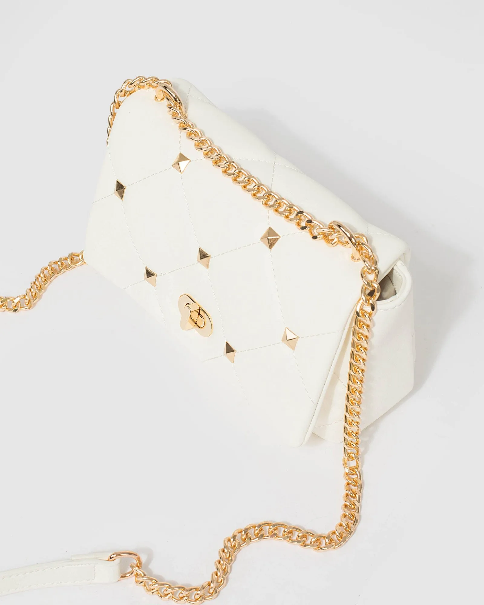 White Claire Quilt Crossbody Bag