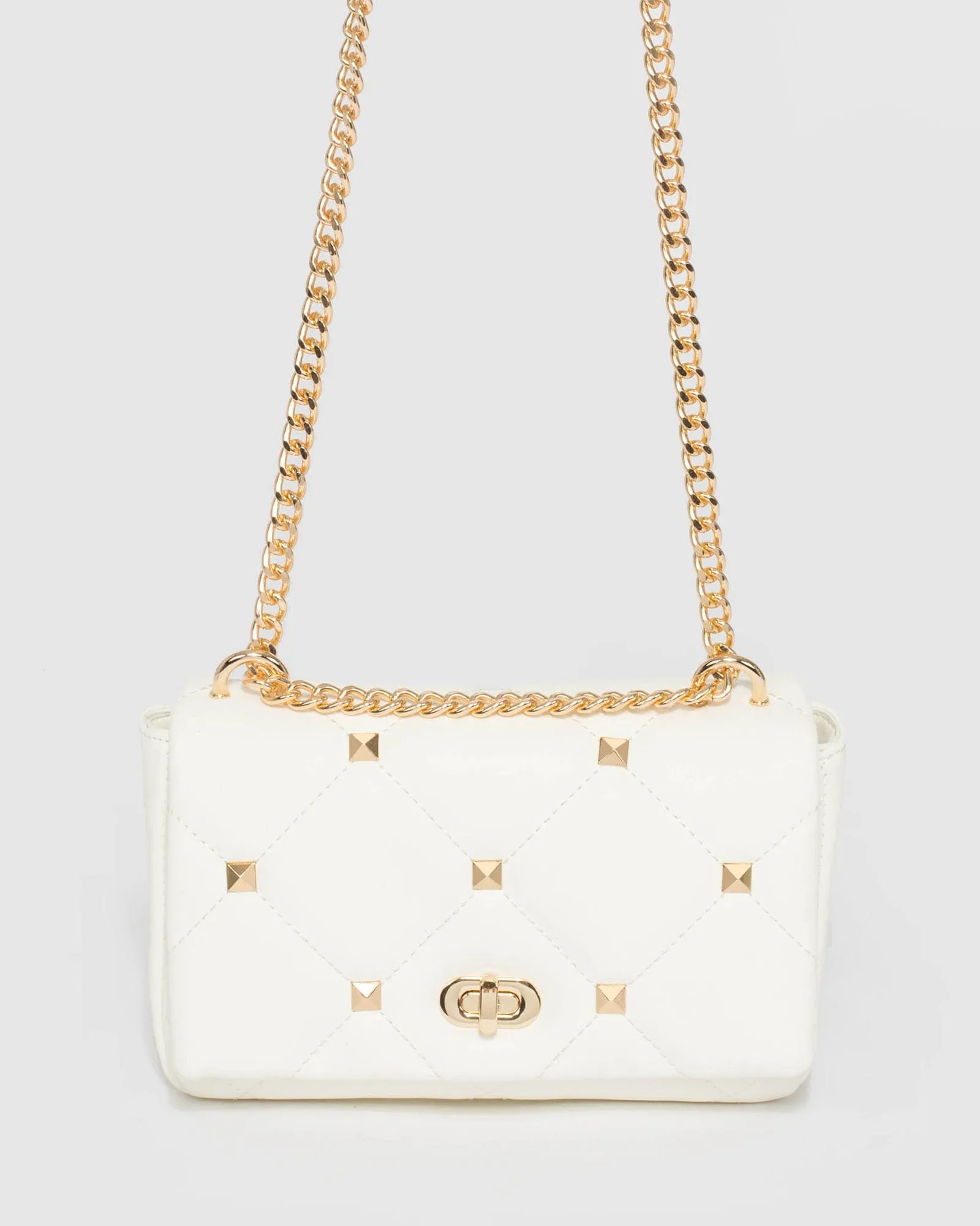 White Claire Quilt Crossbody Bag