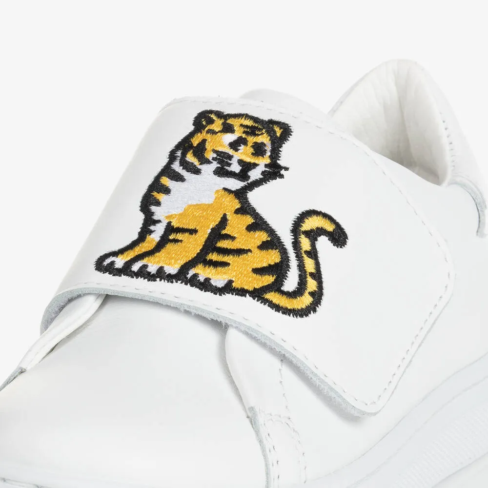 White KOTORA Tiger Leather Trainers