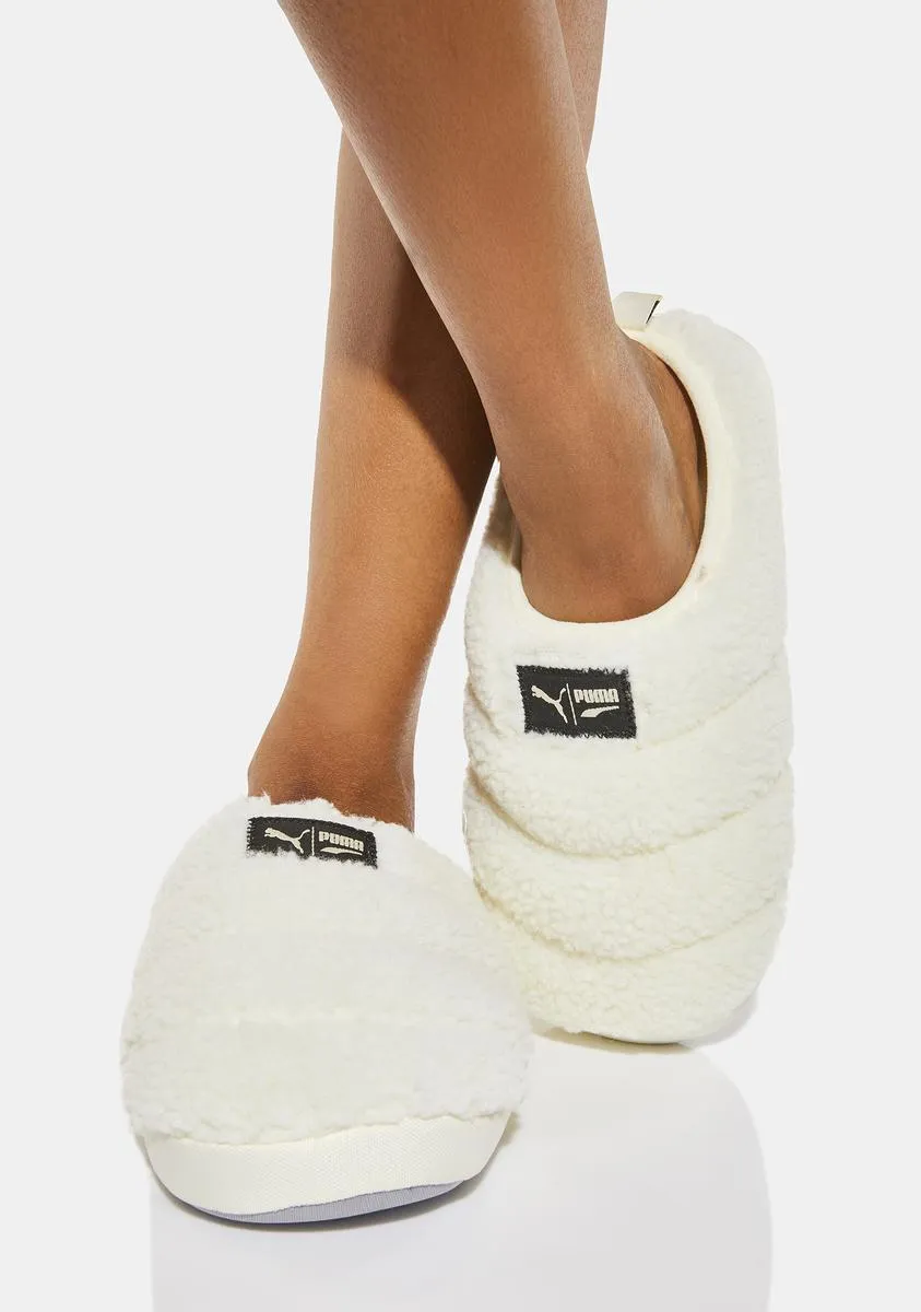 White Scuff Sherpa Slippers