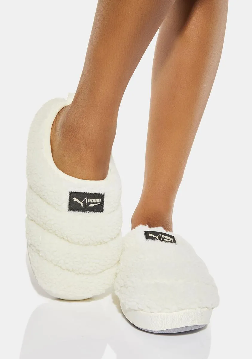 White Scuff Sherpa Slippers