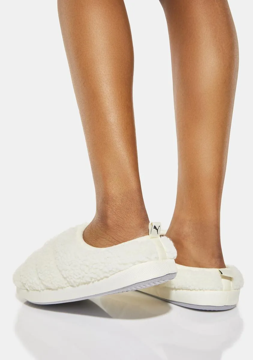 White Scuff Sherpa Slippers