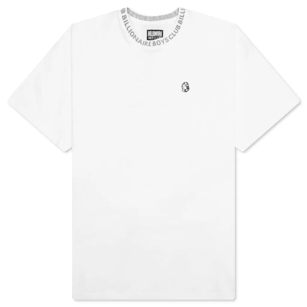 White Short Sleeve Knit Top - BB Logo Trim