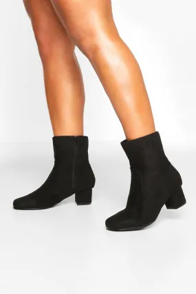 Wide Width Low Block Heel Shoe Boots