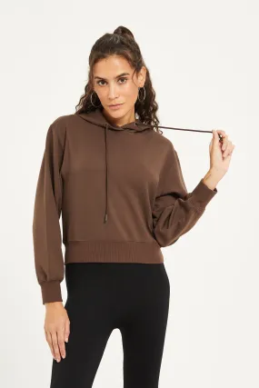 Women Brown Hooded Sweatshirt