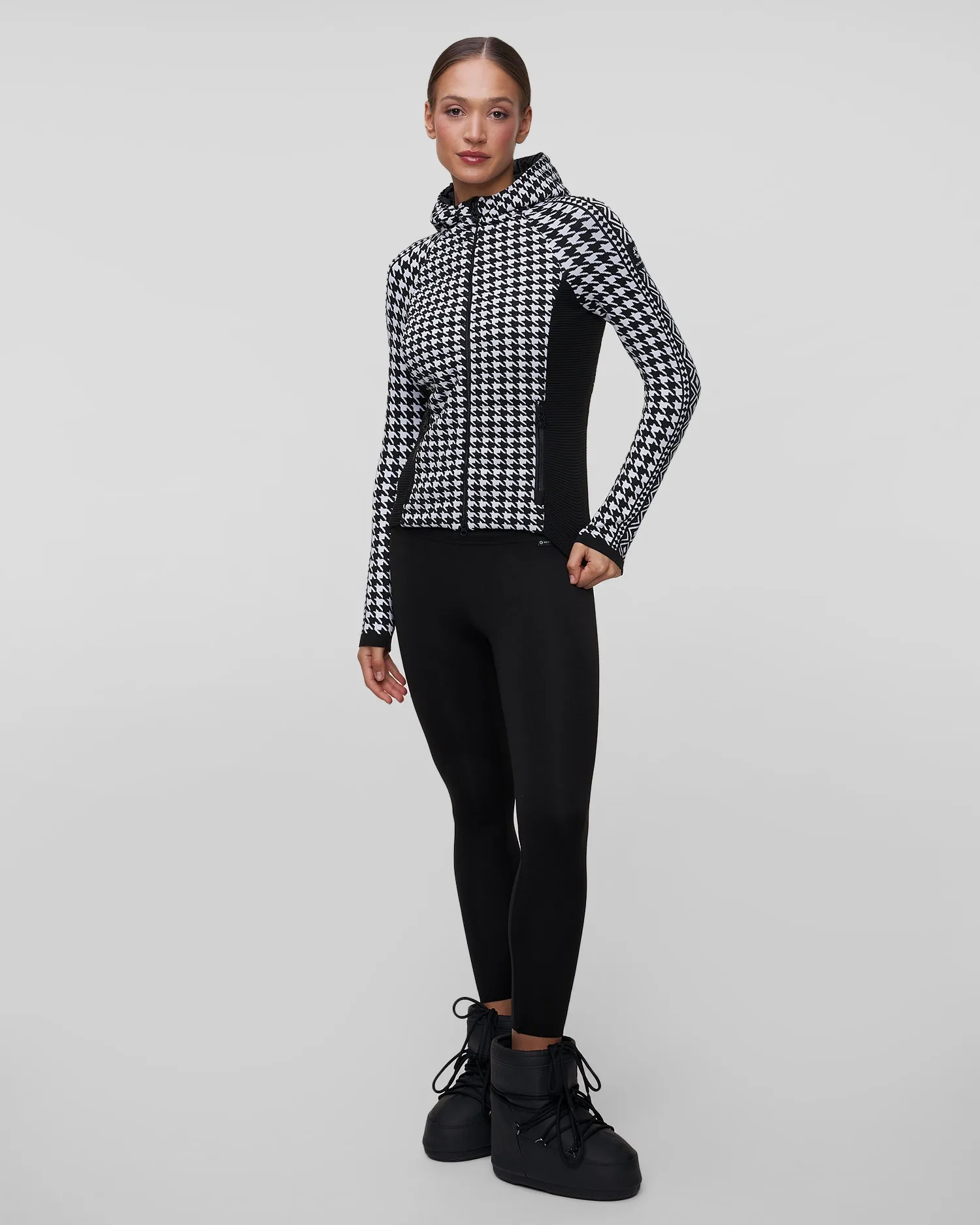 Women's houndstooth hybrid jacket with hood Newland Hera N46378-108