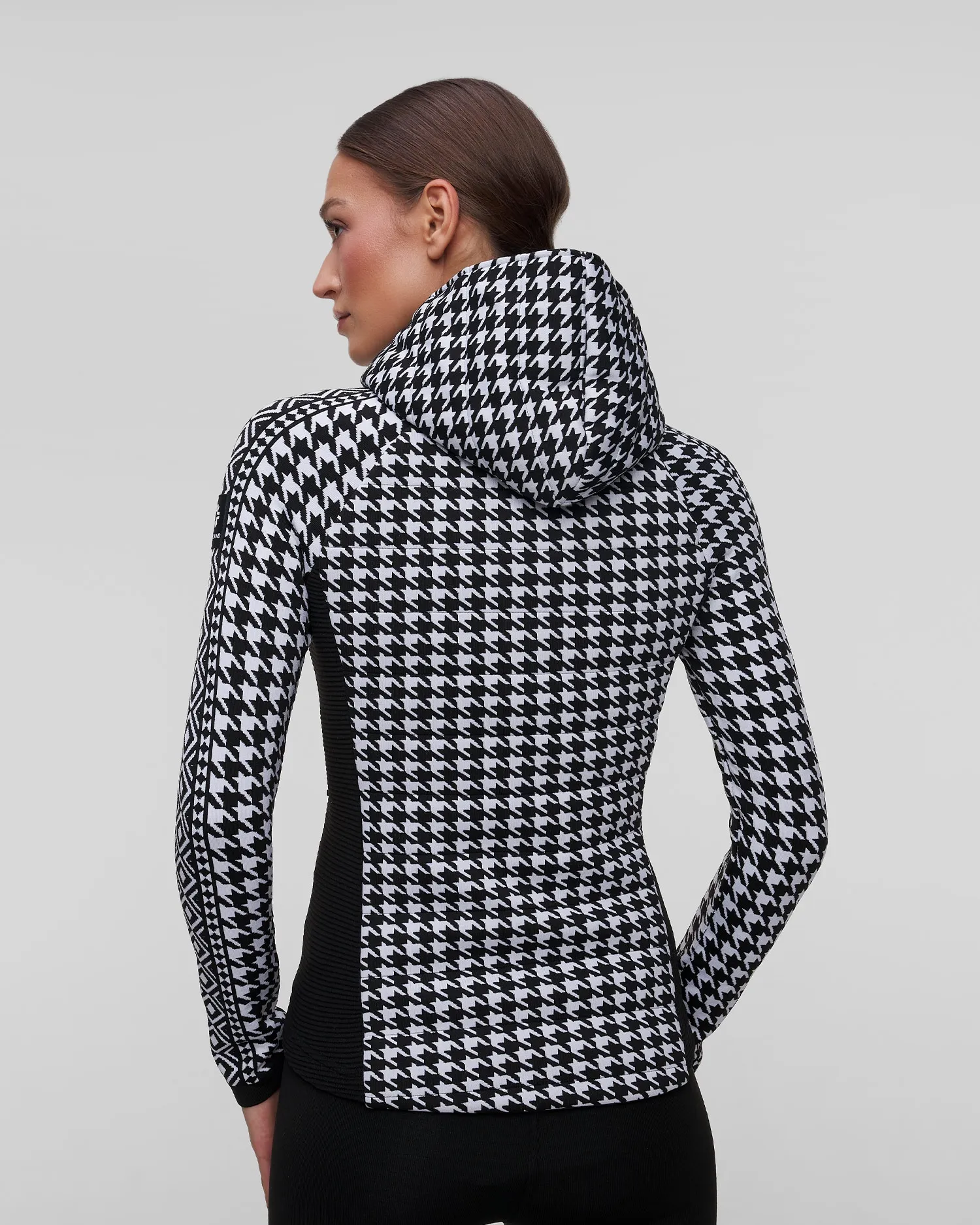 Women's houndstooth hybrid jacket with hood Newland Hera N46378-108