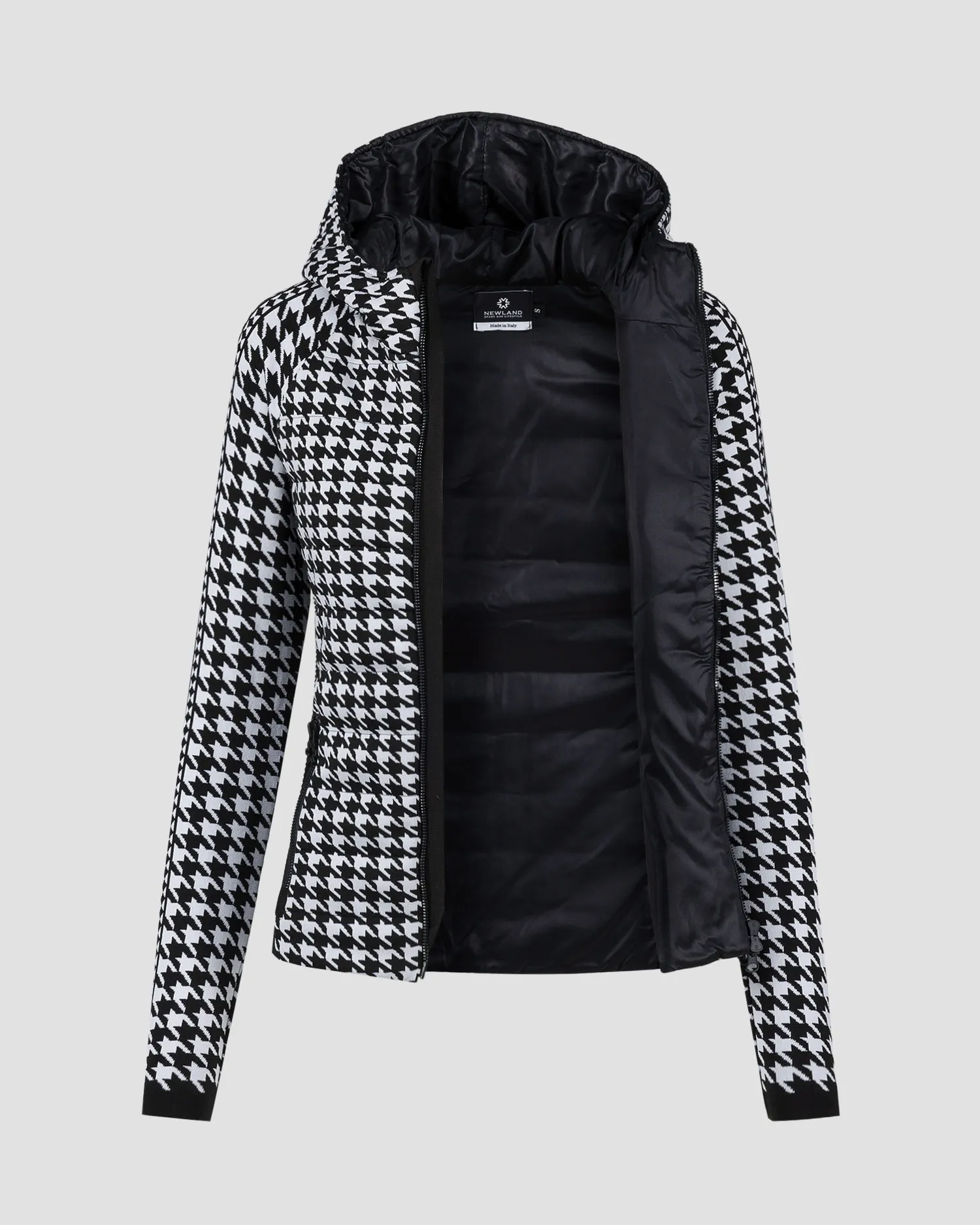 Women's houndstooth hybrid jacket with hood Newland Hera N46378-108