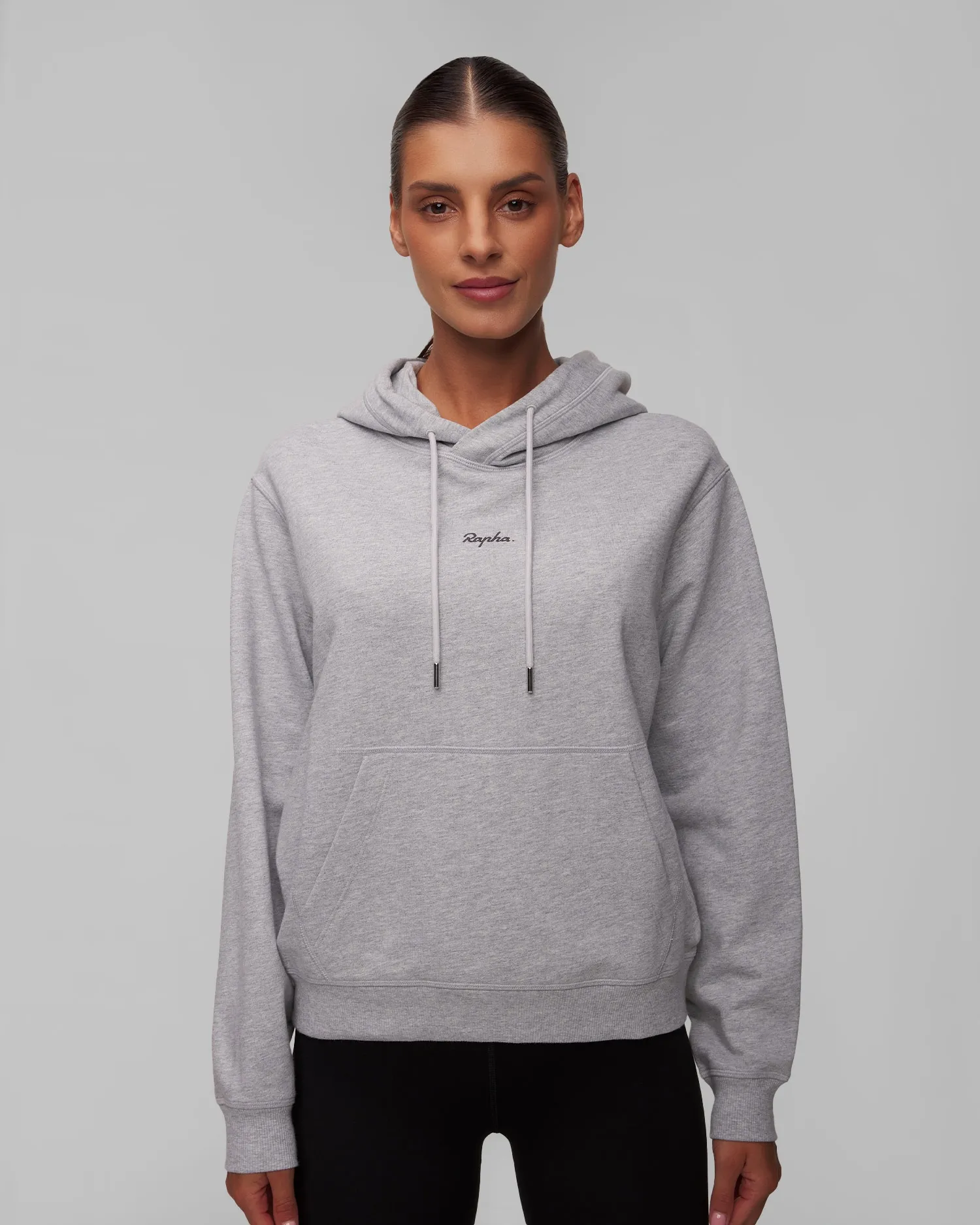 Women's light grey cotton hooded sweatshirt Rapha bgy01xx-lga